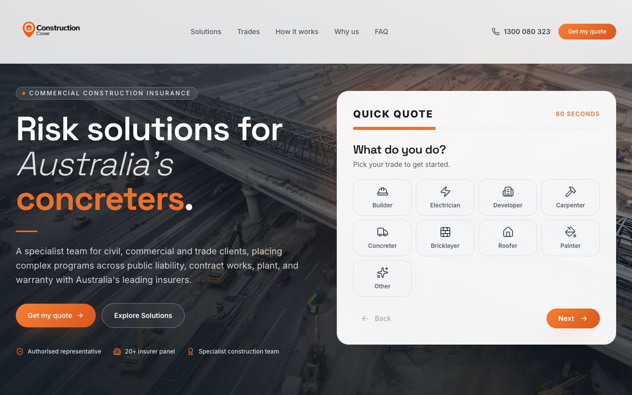 Construction Cover website for Stonewell Insurance Brokers, built by Tech Horizon Labs